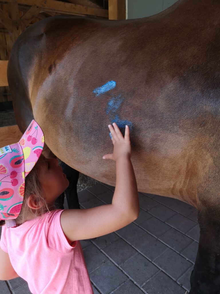 Kind malt Pferd an